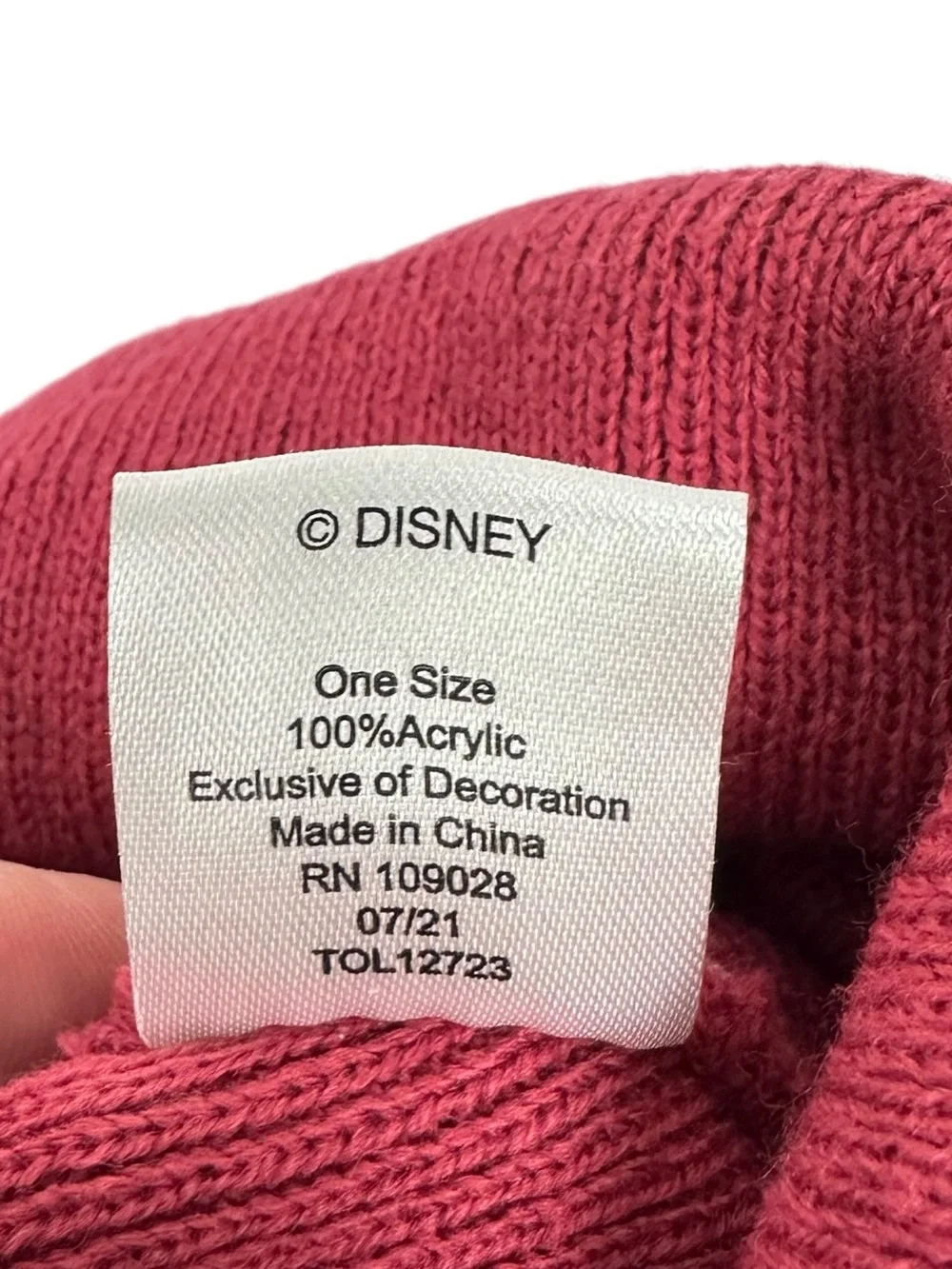 Disney Minnie Mouse Burgundy Pom Pom Beanie with Pink Polka Dots